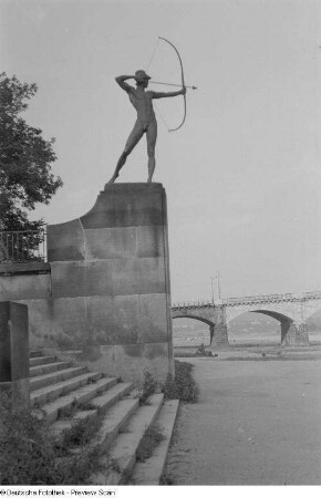 Bogenschütze am Neustädter Elbufer, Dresden