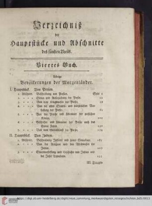 Verzeichnis der Hauptstücke und Abschnitte