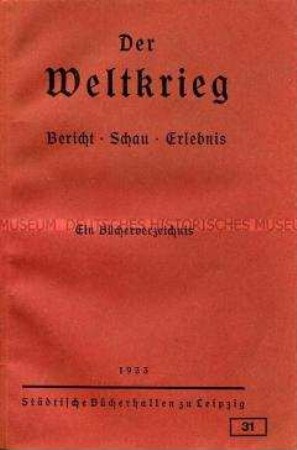 Bücherverzeichnis über Literatur zum 1. Weltkrieg