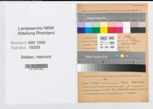 Entnazifizierung Heinrich Matten, geb. 16.06.1899 (Schneider)