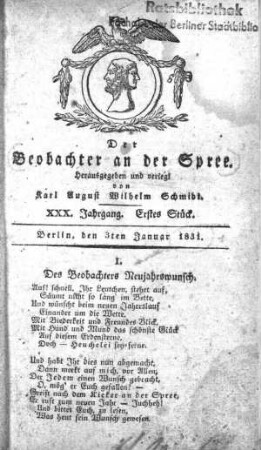 1. Stueck, 3. Januar 1831