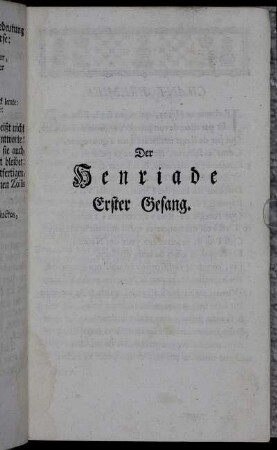Der Henriade Erster Gesang. Chant Premier. - Erster Gesang.