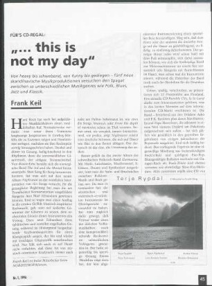 Für's CD-Regal: "... this is not my day"
