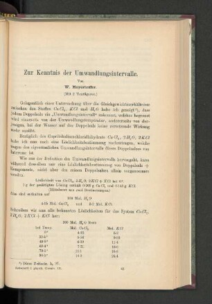 Zur Kenntnis der Umwandlungsintervalle.