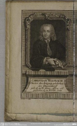 Christian Weisbach Doctor der Artzneij gelahrheit zu Düsseldorff