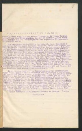 7 Kriegsnachrichten 14. Mai 1915