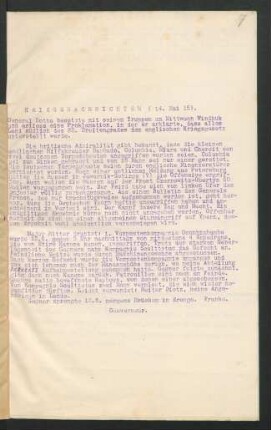7 Kriegsnachrichten 14. Mai 1915