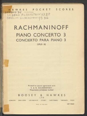Piano concerto 3 : opus 30