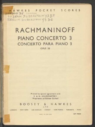 Piano concerto 3 : opus 30