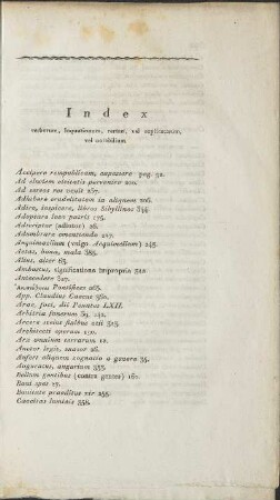 Index verborum, loquutionum, rerum, vel explicatarum, vel notabilium.