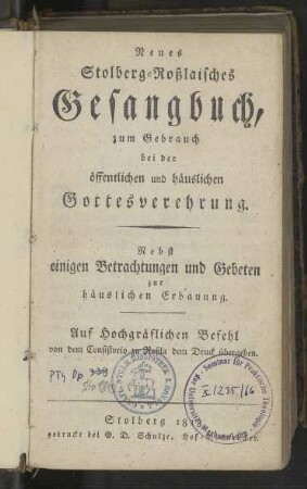 Neues Stolberg-Roßlaisches Gesangbuch