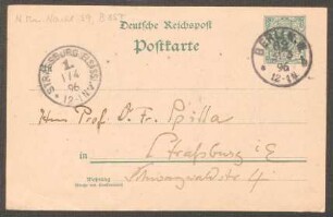 Postkarte an Friedrich Spitta : 31.03.1896