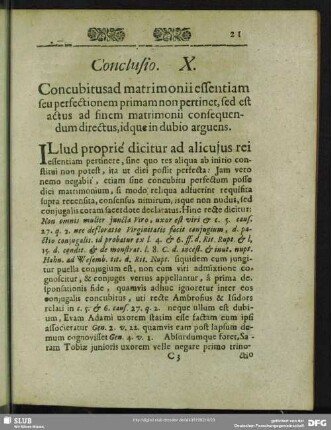 Conclusio X. Concubitusad matrimonii essentiam seu perfectionem primam non pertinet, sed est actus ad finem matrimonii sonsequendum directus, idque in dubio arguens