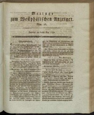 Beilage zum Westphälischen Anzeiger. Nro 16.