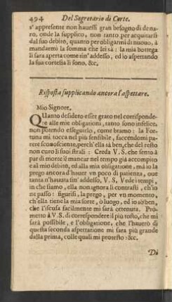 Risposta supplicando ancora l' aspettare.