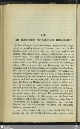 VIII. Die Sammlungen für Kunst und Wissenschaft