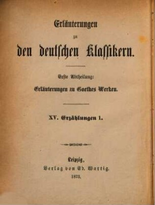 Goethes Reise der Söhne Megaprazons und Unterhaltungen deutscher Ausgewanderten