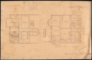 Kunstgewerbeausstellung 1904, Breslau Einfamilienhaus: Grundriss Erdgeschoss, 1. Obergeschoss 1:100
