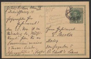Brief an Ludwig Strecker  und B. Schott's Söhne : 06.10.1917