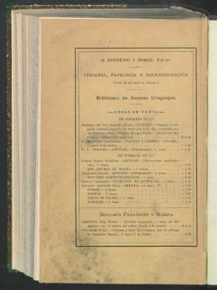 Biblioteca de autores uruguayos : Benjamín Fernández y Medina