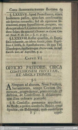 Caput VI. De Officio Pastoris, Circa Confessionem Privatam, Et Absolutionem