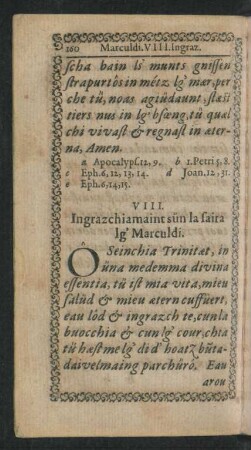 VIII. Ingrazchiamaint sün la saira lg' Marculdi.