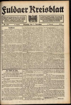 Ausgabe vom Dienstag, den 07. November 1911.