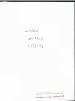 Schulz, [& ], [Kindermädchen], o.O.; [Greta] Wichert, DenHaag, an Fräulein Schulz