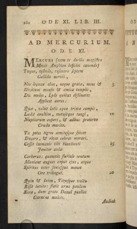 182-195, Ode XI.; Remarques; Notes
