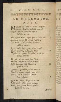 182-195, Ode XI.; Remarques; Notes