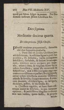 266-285, Dies septima. Meditatio decima quarta. De vita privata Jesu Christi