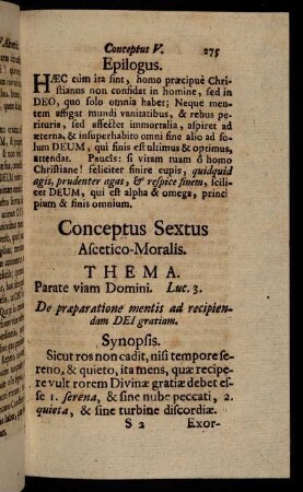 275-283, Conceptus Sextus Ascetico-Moralis.