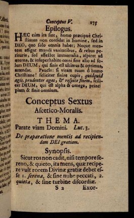 275-283, Conceptus Sextus Ascetico-Moralis.