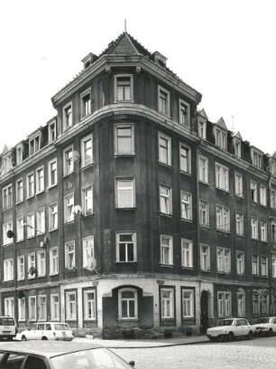 Dresden-Neustadt, Fritz-Hoffmann-Straße 1/Ecke Friedensstraße. Wohnhaus (um 1910). Eckansicht
