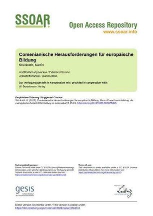Comenianische Herausforderungen für europäische Bildung