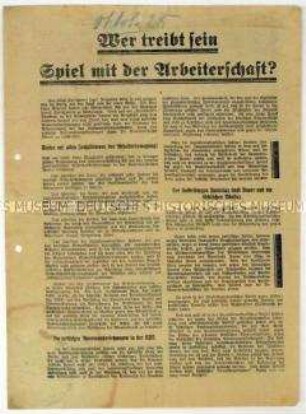 Flugblatt der KPD gegen die SPD und Aufruf zur Stadtverordnetenwahl in Berlin 1925