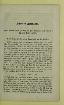 Fünfter Zeitraum. Vom westphälischen Frieden bis zur Auflösung des deutschen Reiches 1648 - 1806