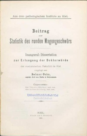 Beitrag zur Statistik des runden Magengeschwürs