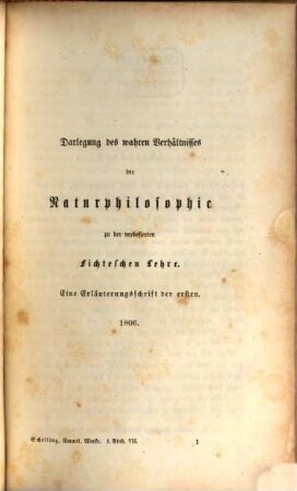 Friedrich Wilhelm Joseph von Schellings sämmtliche Werke. 1,7, 1805 - 1810
