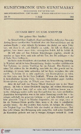 Neue Folge 30 = Jahrgang 54: Offener Brief an Karl Scheffler