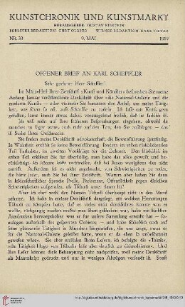 Neue Folge 30 = Jahrgang 54: Offener Brief an Karl Scheffler