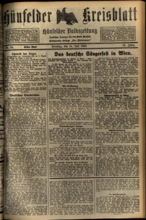 Erste Ausgabe vom Dienstag, den 24. Juli 1928.