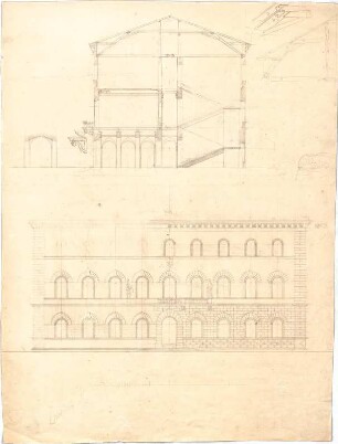 Speeth, Ferdinand; Palais - Entwürfe - Ansicht, Schnitt, Details