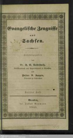 3: Evangelische Zeugnisse aus Sachsen
