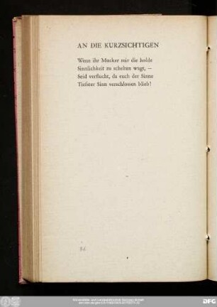 An Die Kurzsichtigen