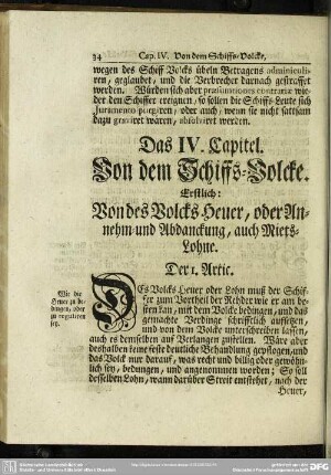 Das IV. Capitel. Von dem Schiffs-Volcke