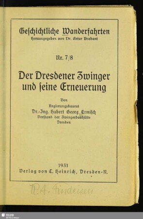 Der Dresdener Zwinger und seine Erneuerung