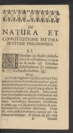 De Natura Et Constitutione Methodi Studii Philosophici