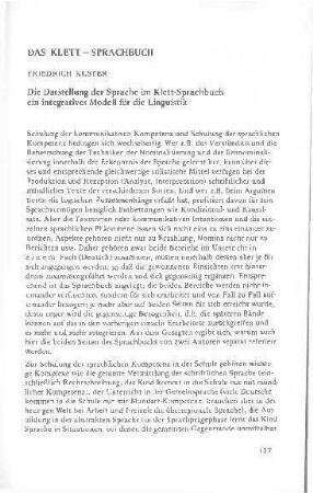 Die Darstellung der Sprache im Klett-Sprachbuch : ein integratives Modell für die Linguistik