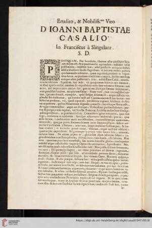 D Ioannis Baptistae Casalio